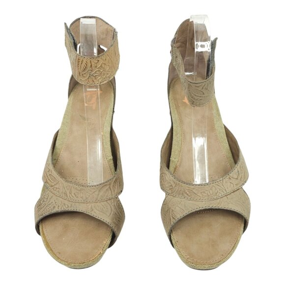OTBT Hobart Platform Wedge Sandals Womens 10M Ankle Strap Embossed Leather - Picture 10 of 15